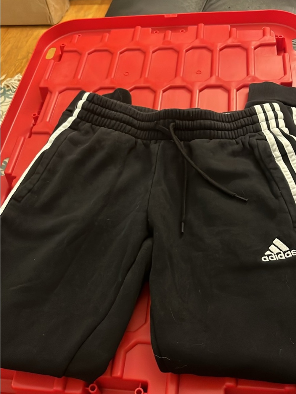 adidas Black Track Pants with Signature Three Stripes